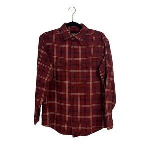 L.L. Bean Men's Red Plaid Collared Button-Up Flannel Shirt Size Small